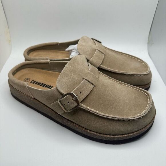 CUSHIONAIRE Women's Genuine Leather Cork Footbed Clog with +Comfort 11 SAND NEW - Picture 1 of 7